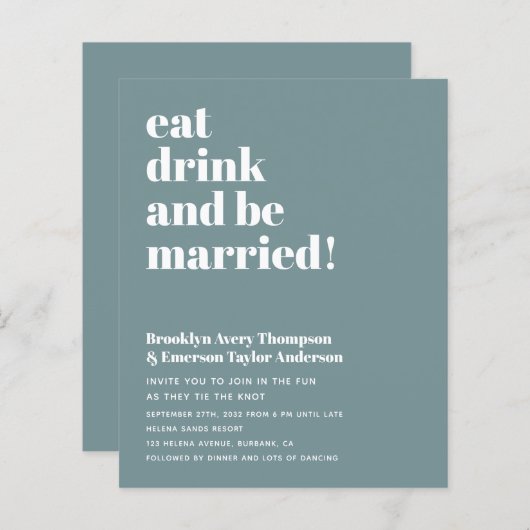 Moderne QR-Kodex Einladung zur Hochzeit (Vorne/Hinten)