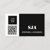 Moderne QR-Logos Berufliche Schwarze Initialen Visitenkarte (Vorderseite)