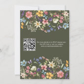 Moderne QR-Olive Rustikale Wildblume Hochzeit Einladung (Rückseite)