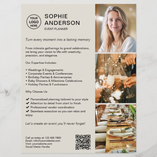 Moderne QR-Veranstaltungsplaner für benutzerdefini Flyer (Vorne)