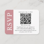 Moderne QR Wedding RSVP Dusty Rose Begleitkarte (Vorderseite)