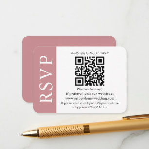 Moderne QR Wedding RSVP Dusty Rose Begleitkarte