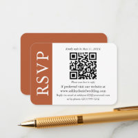 Moderne QR Wedding RSVP Terracotta und White