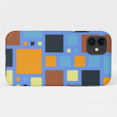 Moderne Quadrat-Muster | Blaugelb braun Case-Mate iPhone Hülle (Rückseite (Horizontal))