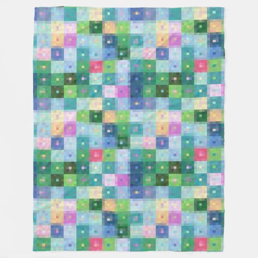 Moderne Quadrat-Quadrate für Farbblöcke Fleecedecke (Vorderseite)