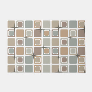 Moderne Quadrate - Erdtöne des Mitteljahrhunderts Fußmatte