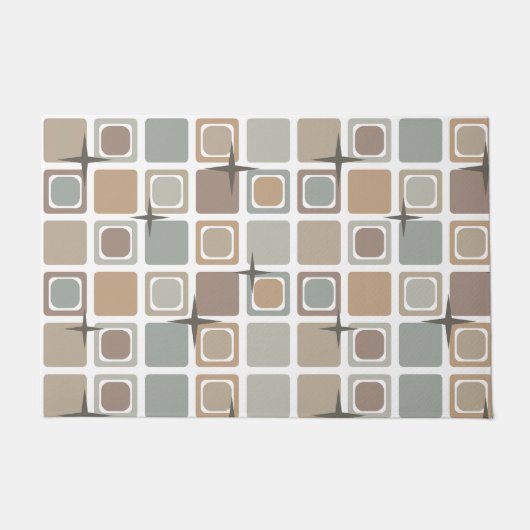 Moderne Quadrate - Erdtöne des Mitteljahrhunderts Fußmatte (Vorderseite)