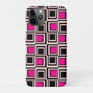 Moderne Quadrate, hellrosa, heiß rosa und schwarz iPhone 11 Pro Hülle