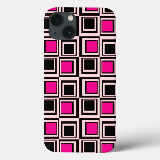 Moderne Quadrate, hellrosa, heiß rosa und schwarz Case-Mate iPhone Hülle (Rückseite)
