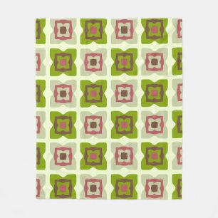 Moderne Quadrate Muster Grün Mitte des Jahrhundert Fleecedecke