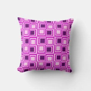 Moderne Quadrate, rosa, orchid und lila Kissen
