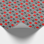 Moderne Quadrate, rot, grau und schwarz Geschenkpapier (Ecke)