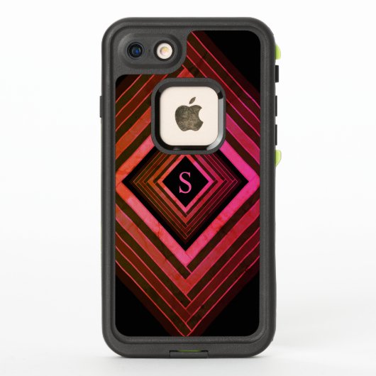 Moderne Quadrate rustikal rosa geometrische Monogr (Rückseite)