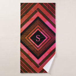 Moderne Quadrate rustikal rosa geometrische Monogr Badhandtuch Set