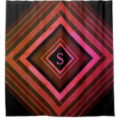 Moderne Quadrate rustikal rosa geometrische Monogr Duschvorhang (Vorderseite)