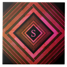 Moderne Quadrate rustikal rosa geometrische Monogr Fliese