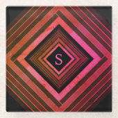 Moderne Quadrate rustikal rosa geometrische Monogr Glasuntersetzer (Vorderseite)