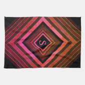 Moderne Quadrate rustikal rosa geometrische Monogr Handtuch (Horizontal)