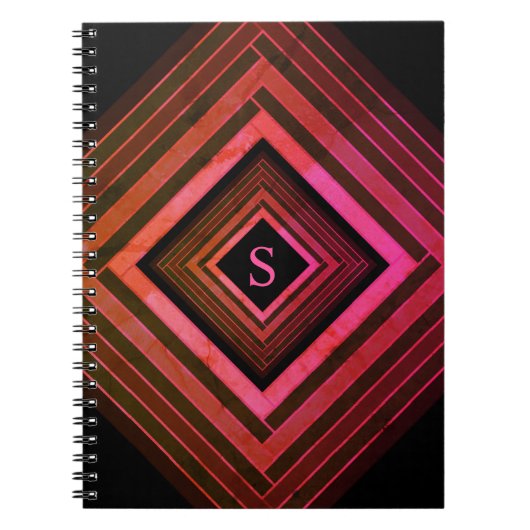 Moderne Quadrate rustikal rosa geometrische Monogr Notizblock (Vorderseite)