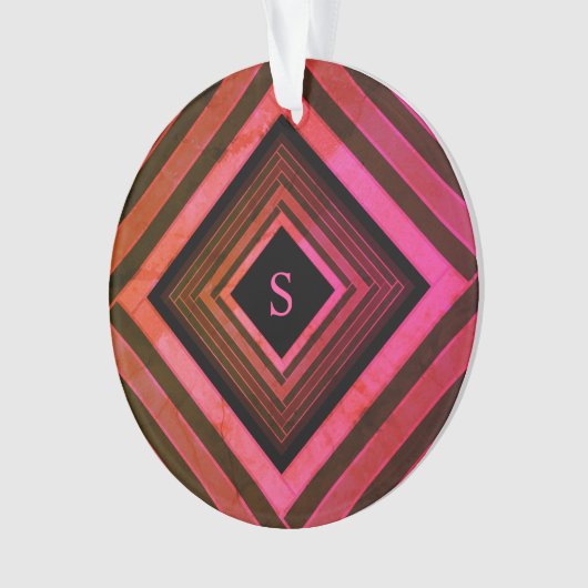 Moderne Quadrate rustikal rosa geometrische Monogr Ornament (Vorderseite)