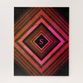 Moderne Quadrate rustikal rosa geometrische Monogr Puzzle (Vertikal)