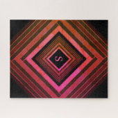 Moderne Quadrate rustikal rosa geometrische Monogr Puzzle (Horizontal)