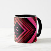 Moderne Quadrate rustikal rosa geometrische Monogr Tasse (VorderseiteRechts)