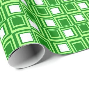 Moderne Quadrate, smaragd- und limettengrün Geschenkpapier