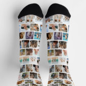 Moderne quadratische Gitter-Foto-Collage Familie F Socken (Oben)