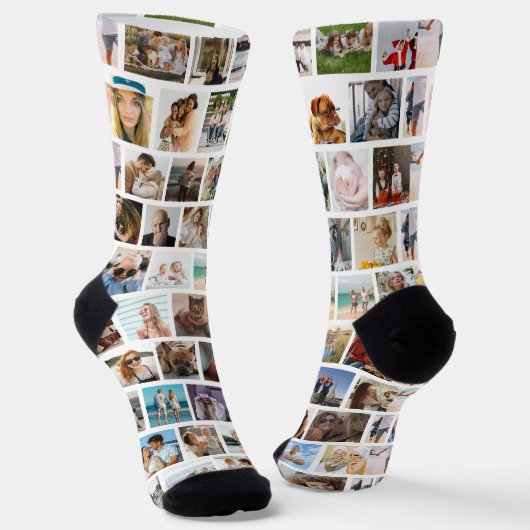 Moderne quadratische Gitter-Foto-Collage Familie F Socken (Gewinkelt)