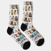 Moderne quadratische Gitter-Foto-Collage Familie F Socken (Rechts)