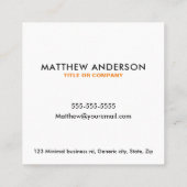 Moderne, quadratische Visitenkarten - schwarz und  Visitenkarte (Rückseite)