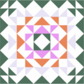Moderne Quilt Block Grüne und Lila geometrische Ku Aufkleber (Vorderseite)