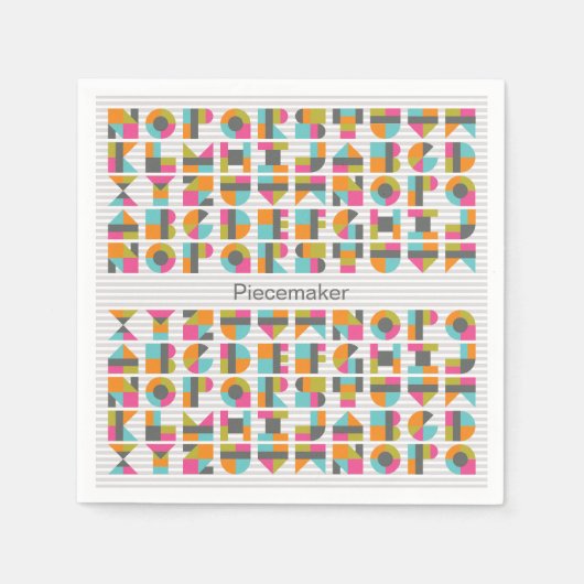 Moderne Quilt Blockbriefe Napkins Serviette (Vorderseite)