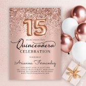 Moderne Quinceañera Rose Gold Glitzer 15. Geburtst Einladung