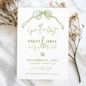 Moderne Quirky Hand Drawn Bow GREEN Foto Hochzeit Save The Date