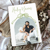 Moderne Quirky Hand Drawn Bow GREEN Foto Hochzeit Save The Date