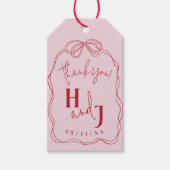 Moderne Quirky Hand Drawn Bow PINK & RED Wedding Geschenkanhänger (Vorderseite)