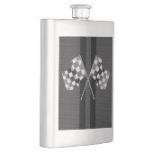 Moderne Racing Flags Streifen im Carbon Fibre Stil Flachmann (Rechts)