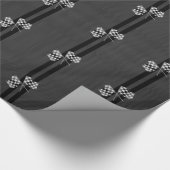 Moderne Racing Flags Streifen im Carbon Fibre Stil Geschenkpapier (Ecke)