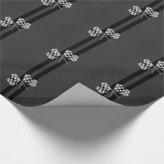 Moderne Racing Flags Streifen im Carbon Fibre Stil Geschenkpapier (Ecke)