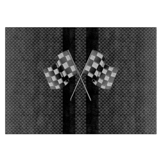 Moderne Racing Flags Streifen im Carbon Fibre Stil Schneidebrett (Vorderseite)