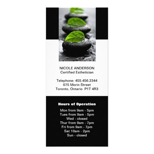 Moderne Rackkarte für Wellness-Center Werbekarte (Hinten)