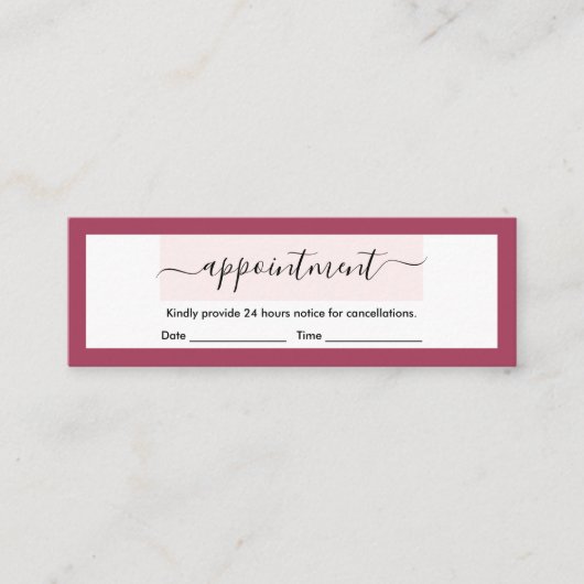 Moderne Racy Red Elegante Kalligrafie Ernennung Mini Visitenkarte (Vorderseite)