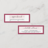 Moderne Racy Red Elegante Kalligrafie Ernennung Mini Visitenkarte (Vorne/Hinten)