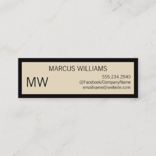 Moderne, raffinierte / beige Grenze Mini Visitenkarte