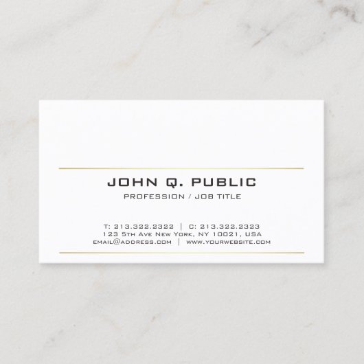 Moderne, raffinierte, leichte Schlichte Goldstreif Visitenkarte (Vorderseite)