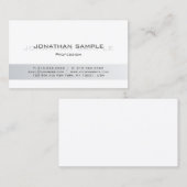 Moderne, raffinierte Silver White Schlicht Trendy Visitenkarte (Vorne/Hinten)