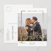 Moderne Rahmen | Einfaches Gold Square Foto Rett D Ankündigungspostkarte (Vorne/Hinten)