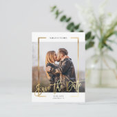 Moderne Rahmen | Einfaches Gold Square Foto Rett D Ankündigungspostkarte (Stehend Vorderseite)